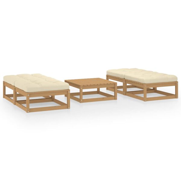 vidaXL Set Divani da Giardino 5 pz con Cuscini Legno Massello di Pino