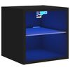 vidaXL Mobile TV a Parete con Luci LED Nero 30x28,5x30 cm