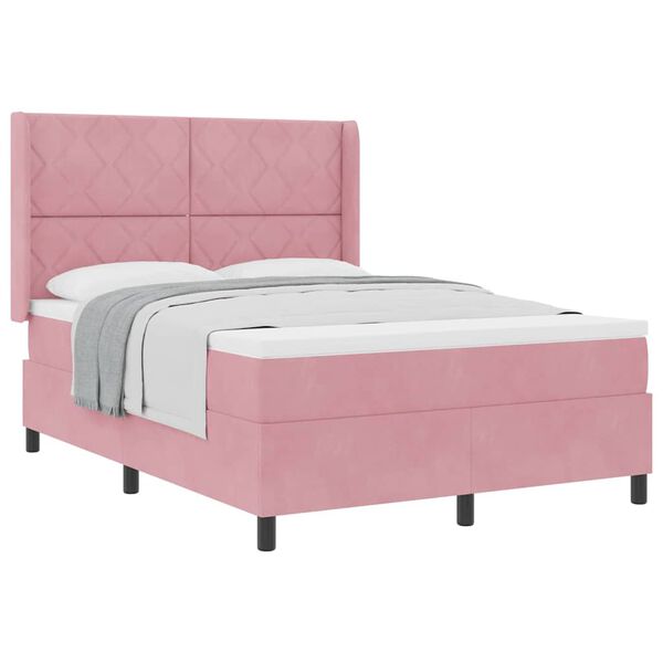 vidaXL Letto a molle con testiera Rosa 140 x 200 cm Velluto