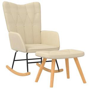 vidaXL Poltrona a Dondolo con Poggiapiedi Crema in Tessuto