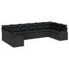 vidaXL Set di divani con cuscino 10 pcs Nero Polyrattan