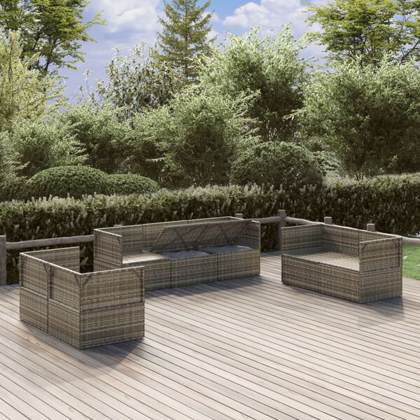 vidaXL Set Divani da Giardino 7 pz con Cuscini in Polyrattan Grigio