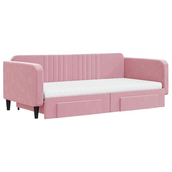 vidaXL Divano Letto Estraibile con Cassetti Rosa 100x200 cm Velluto