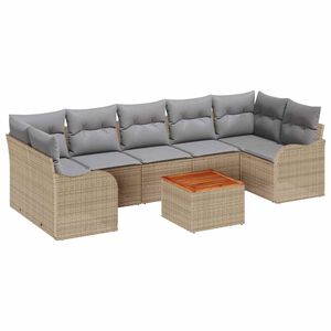 vidaXL Set Divano da Giardino 8 pcs Beige e Grigio Chiaro polyrattan