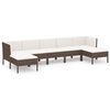 vidaXL Set Divani da Giardino 7 pz con Cuscini in Polyrattan Marrone