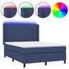 vidaXL Letto a Molle con Materasso e LED Blu 140x190 cm in Tessuto