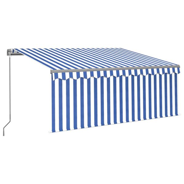 vidaXL Tenda Sole Retrattile Manuale con LED 3,5x2,5 m Blu e Bianco