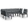 vidaXL Set Salotto da Giardino 6 pz in Polyrattan Nero e Grigio