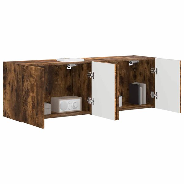 vidaXL Mobile TV da parete 2 pcs Rovere fum&eacute; 59,5 x 31 x 40 cm