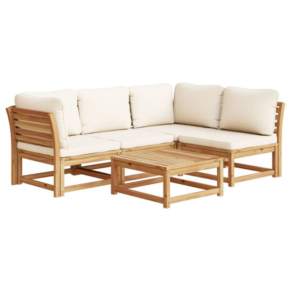 vidaXL Set Salotto da Giardino 5 pz con Cuscini Legno Massello Acacia