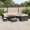 vidaXL Set Divano da Giardino 13 pcs Nero e Crema polyrattan