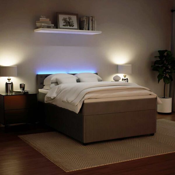 vidaXL Giroletto a Molle con Materasso Grigio Chiaro 140x200cm Velluto