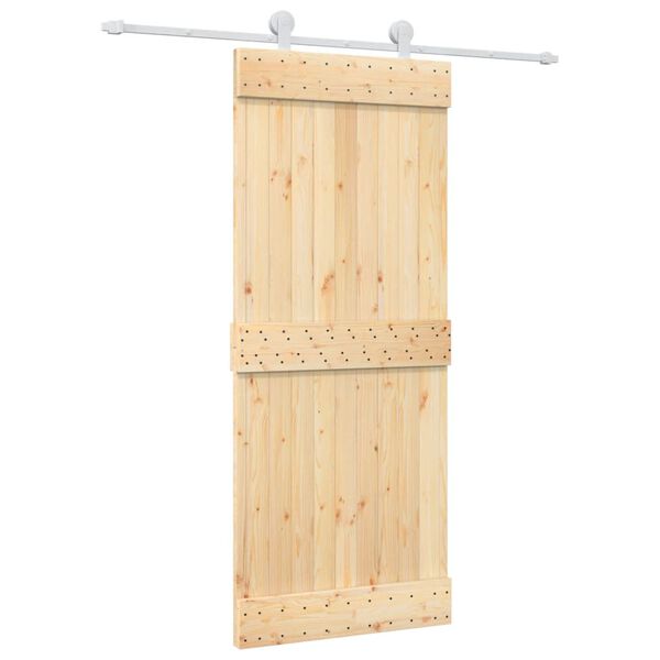 vidaXL Porta Scorrevole con Set Hardware 85x210 cm Legno Massello Pino