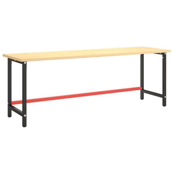 vidaXL Telaio Banco da Lavoro Nero e Rosso Opaco 220x57x79 cm Metallo