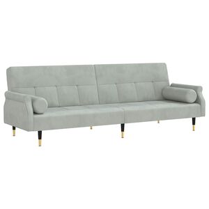 vidaXL Divano Letto con Cuscini Grigio Chiaro in Velluto
