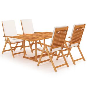 vidaXL Set da Pranzo da Giardino 5 pz con Cuscini in Legno di Teak