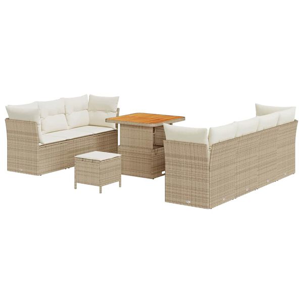 vidaXL Set Divano da Giardino 10 pcs Beige polyrattan