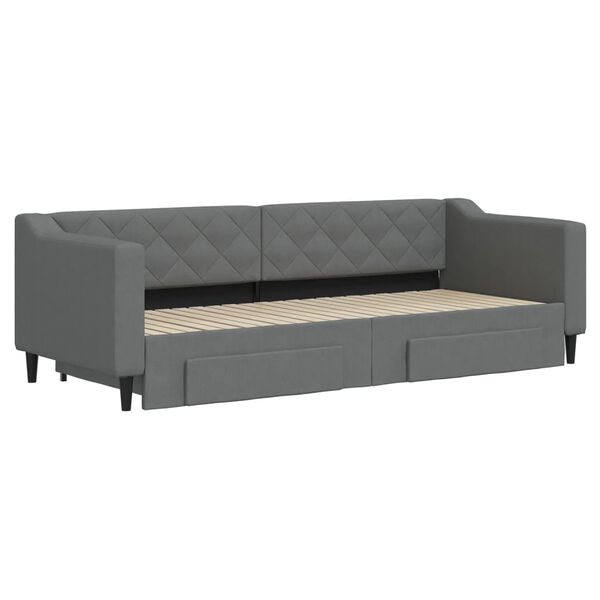 vidaXL Divano Letto Estraibile Cassetti Grigio Scuro 80x200cm Tessuto