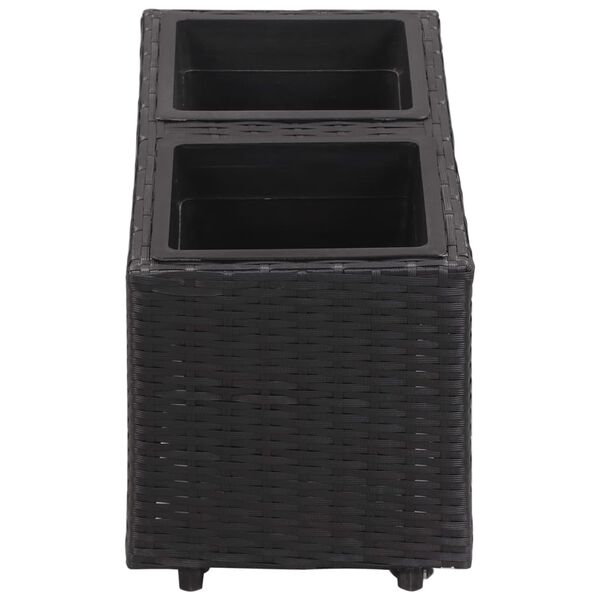 vidaXL Letto Rialzato da Giardino con 2 Vasi 60x30x36 cm in Polyrattan Nero