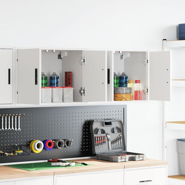 vidaXL Pensili per Garage 2 pz Bianco in Legno Multistrato