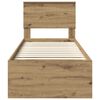 vidaXL Struttura del letto con testiera Rovere Artigianale 75 x 190 cm
