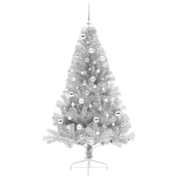 vidaXL Albero di Natale artificiale con luci integrate Argento 180 cm