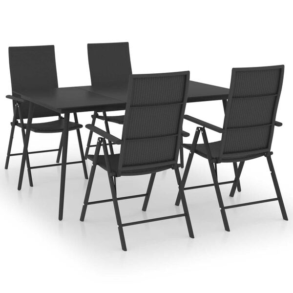 vidaXL Set da Pranzo da Giardino 5 pz Nero