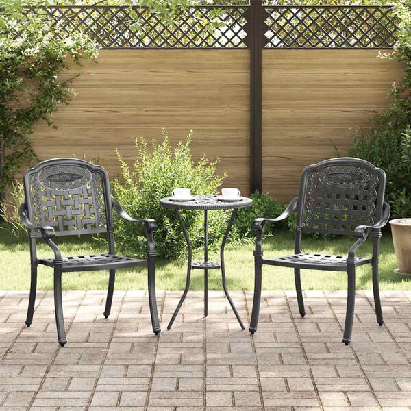 vidaXL Sedia da Giardino 2 pcs Nero 55 x 56.5 x 91cm Alluminio