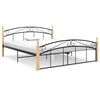 vidaXL Giroletto Nero in Metallo e Legno Massello di Rovere 160x200 cm