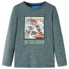 vidaXL Maglietta Bambino Maniche Lunghe Verde Scuro M&eacute;lange 140