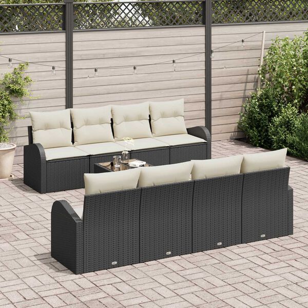 vidaXL Set Divano da Giardino Nero 55 x 55 x 37 cm polyrattan