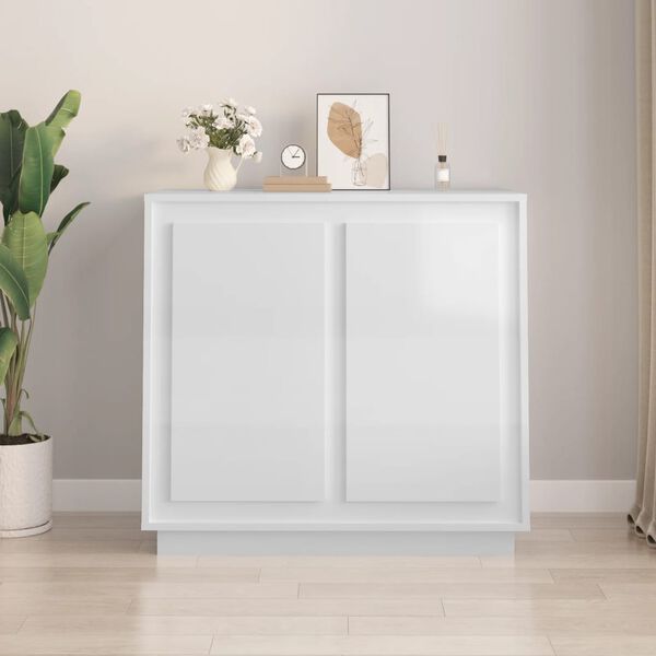 vidaXL Credenza Bianco Lucido 80x34x75 cm in Legno Multistrato