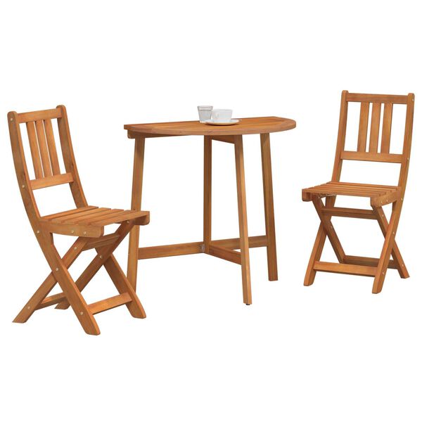 vidaXL Set da Pranzo per Giardino 3 pcs Nero Legno di Acacia Massello