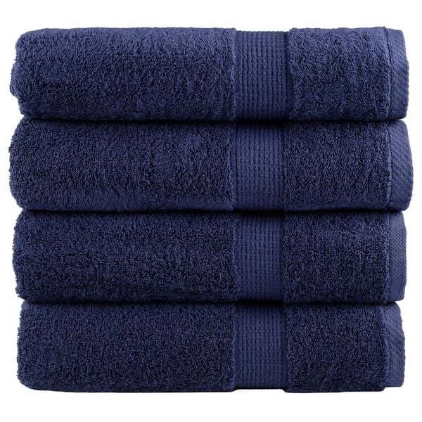 vidaXL Asciugamani da bagno Premium SOLUND 4 pz Blu navy 100x150 cm 600 g/m²