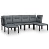 vidaXL Set Salotto da Giardino 6 pz in Polyrattan Nero e Grigio