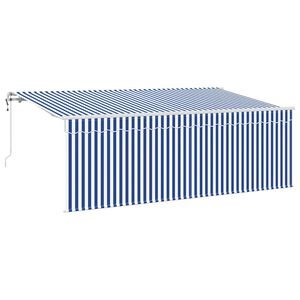 vidaXL Tenda Retrattile Blu e bianco 350 x 200 cm Tessuto e metallo