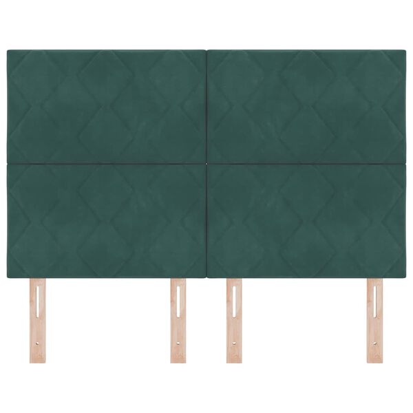 vidaXL Testiera con testiera Verde scuro 160 cm Velluto