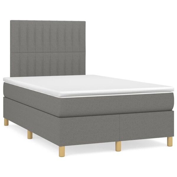 vidaXL Letto a Molle Materasso e LED Grigio Scuro 120x190cm in Tessuto