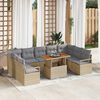 vidaXL Set Divano da Giardino 10 pcs Beige Poly Rattan