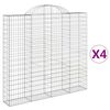 vidaXL Cesti Gabbioni ad Arco 4 pz 200x30x180/200 cm Ferro Zincato