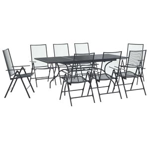 vidaXL Set da Pranzo per Giardino 9 pz Antracite Rete e Acciaio