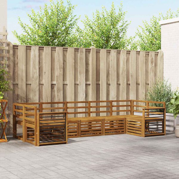 vidaXL Set divani 7 pcs Naturale Legno di Acacia Massello
