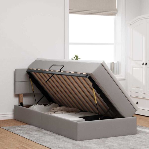 vidaXL Letto con contenitore e LED con led Talpa 100 x 200 cm Tessuto