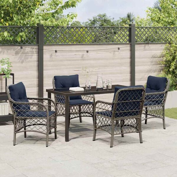 vidaXL Set da Pranzo per Giardino 5 pcs Grigio e Nero Rattan