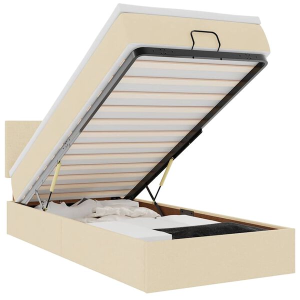 vidaXL Struttura Letto Pouf con Materasso Crema 80x200 cm in Tessuto