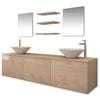 vidaXL Set Mobili da Bagno 10 pz con Lavabo e Rubinetto Beige