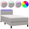 vidaXL Letto a Molle Materasso e LED Grigio Chiaro 100x200 cm Tessuto