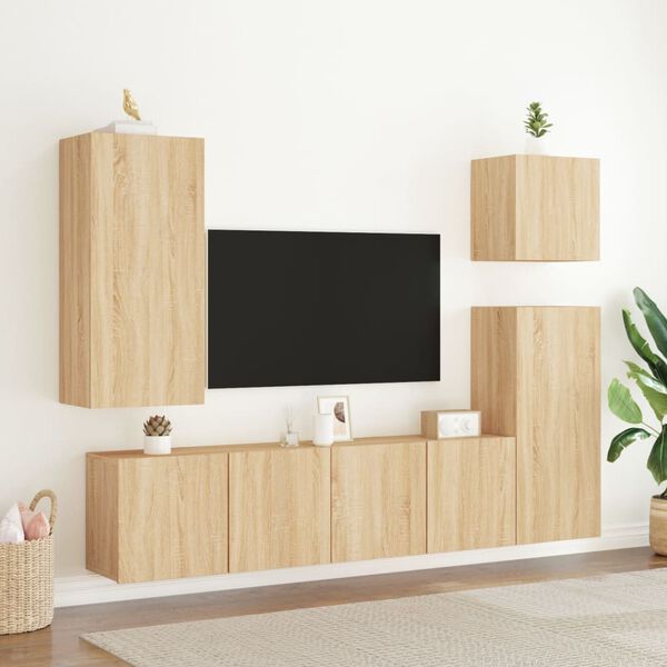 vidaXL Mobili TV a Parete 2pz Rovere Sonoma 80x30x41 cm