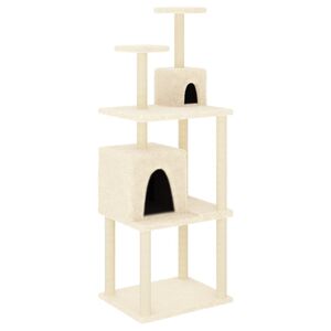 vidaXL Albero per Gatti con Tiragraffi in Sisal Crema 167 cm