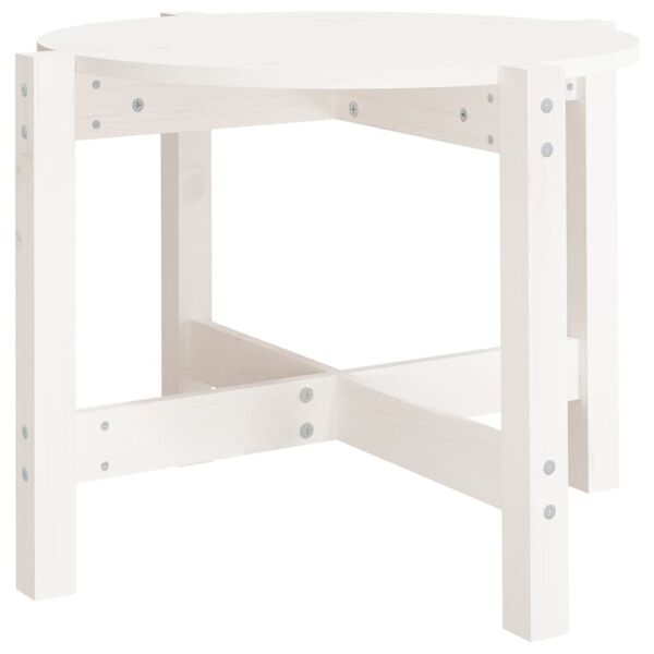 vidaXL Tavolino da Salotto Bianco &Oslash; 62,5x45 cm Legno Massello di Pino